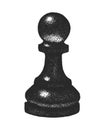 Hand drawn black chess pawn. Vector illustration. Royalty Free Stock Photo