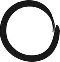 Hand drawn black circle painted with a brush represents a symbol of zen, perfection, and eternity, creating a powerful Royalty Free Stock Photo