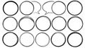 Hand drawn black circles and speech bubbles on white background for design elements Royalty Free Stock Photo