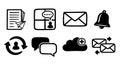 Hand drawn black communication icons envelope message chat cloud bell updates notifications email Royalty Free Stock Photo