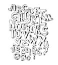 Hand drawn black font, on white background. Vector alphabet, letters sequence from A to Z and numbers. Abc sequence, good Royalty Free Stock Photo