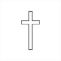 Hand drawn black grunge cross icon, simple Christian cross sign, hand-painted cross symbol created with real ink brush