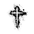 Hand drawn black grunge cross icon, simple Christian cross sign, hand-painted cross symbol created with real ink brush