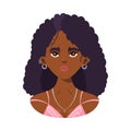 Black fashion girl wearing many earings and pendant vector illustration