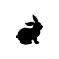 Hand drawn black hare rabbit silhouette vector illustration on white background. Abstract easter bunny graphic pattern design