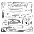 Hand drawn black labyrinth on