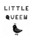 Hand drawn black lettering little queen. Royalty Free Stock Photo