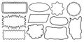 Hand drawn black outline frames and speech bubble shapes set. Collection of various speech bubbles and text frames for creative Royalty Free Stock Photo