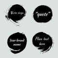 Hand-drawn black paint ink brush circles collection. Dirty grun