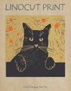 Black cat printmaking