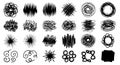 Hand drawn black scribble set with various chaotic lines and abstract shapes in vector illustration style for creative design Royalty Free Stock Photo