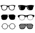 Hand drawn black sunglasses set isolalet on white background, vector illustration Royalty Free Stock Photo