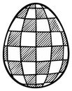 Hand Drawn Black and White Easter Egg with Gingham Checkerboard Pattern Royalty Free Stock Photo