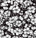 Hand drawn black and white floral seamless pattern for your design projects