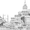 Illustration of Istanbul with empty space for text
