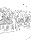 Illustration of a suburban neighbourhood