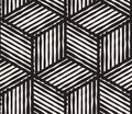 Hand drawn black and white ink striped seamless pattern. Vector grunge lattice texture. Monochrome brush strokes lines background Royalty Free Stock Photo