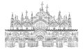 Hand-drawn black-white sketch of Patriarchal Cathedral Basilica of Saint Mark