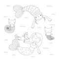 Cute mermaids coloring pages Royalty Free Stock Photo