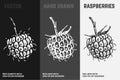 Hand drawn blackberry or raspberry vector icons. Royalty Free Stock Photo