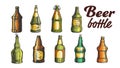 Hand Drawn Blank Color Beer Bottle Set Vector Royalty Free Stock Photo