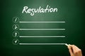 Hand drawn Blank Regulation list business concept on blackboard