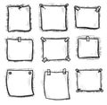 Hand drawn blank sticky paper note sheet icon set Royalty Free Stock Photo