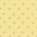 Hand drawn bloom grey branches with yellow flowers, floral seamless pattern abstract background wallpaper vector. Line art Royalty Free Stock Photo