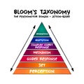 Hand drawn Bloom`s taxonomy The psychomotor domain action-based hierarchical model used to classify educational learning