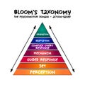 Hand drawn Bloom`s taxonomy The psychomotor domain action-based hierarchical model used to classify educational learning