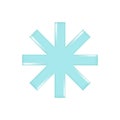 Hand drawn blue realistic 3d snowflake. Decorative 3d design of weather forecast element, icon symbol, meteorology, winter.