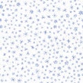 Hand Drawn blue Snowflakes Christmas Seamless Patt