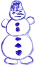 Hand-drawn blue snowman