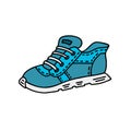 Hand drawn blue sports shoes. Vector doodle style illustration Royalty Free Stock Photo