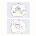 Hand drawn blueberry cupcake business cards