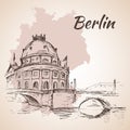 Hand drawn Bode Museum - Berlin, Germany Royalty Free Stock Photo