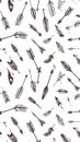 Hand-drawn bohemian arrows and feathers seamless pattern Royalty Free Stock Photo