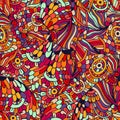 Hand drawn boho floral doodle pattern. Tribal seamless texture for print. Exotic vector paisley ethnic illustration. Fantastic