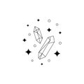 Hand drawn boho magic logo. Bohemian minimal mystic line crystals stars esoteric tattoo sign, vector illustration design