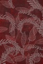 Hand drawn bokeh fern and plant art dyed grunge background with Japanese ink antiqued style background in dark red brown