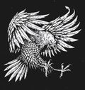 Hand drawn bold linework swooping tattoo eagle Royalty Free Stock Photo