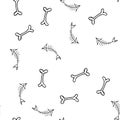 Hand drawn bones seamless pattern for textile design. Bone seamless hand doodle, great design for any purposes. Vector Royalty Free Stock Photo