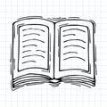 Hand drawn book, notebook. Outline icon. Sketch style. Checkered background Royalty Free Stock Photo