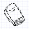 Hand drawn book. Outline icon. Sketch style. Checkered background Royalty Free Stock Photo