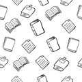 Hand drawn  books doodles seamless background pattern Royalty Free Stock Photo