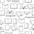 Hand drawn books seamless pattern.