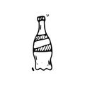 Hand drawn bottle doodle icon. Hand drawn black sketch. Sign symbol. Decoration element. White background. Isolated. Flat design. Royalty Free Stock Photo