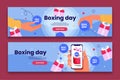 hand drawn boxing day sale horizontal banners set abstract design vector illustration