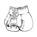 Hand drawn boxing gloves isolated on white background. Design element for poster, emblem, t-shirt print. Royalty Free Stock Photo