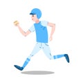 Boy playing baseball and running with ball vector illustration Royalty Free Stock Photo